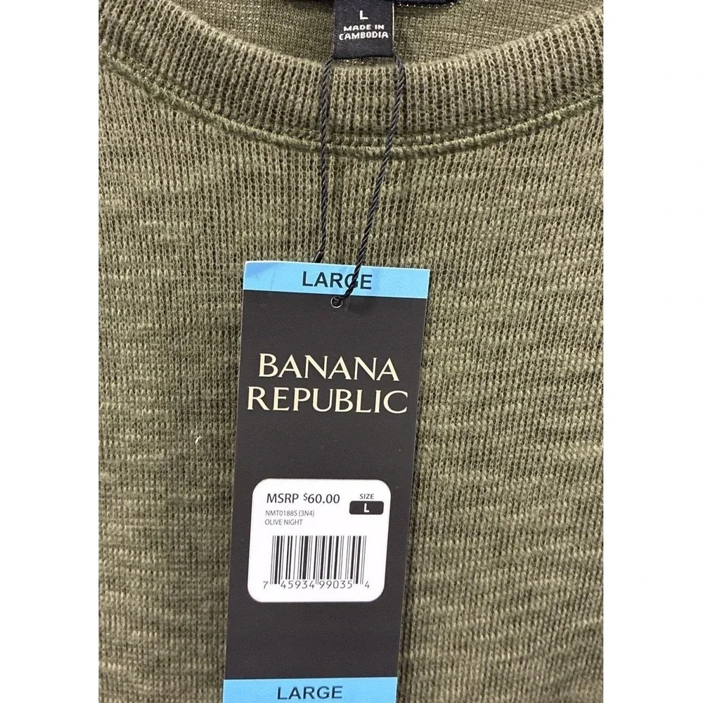 Banana Republic Mens Olive Night Slub Crewneck Sweater NMT0188S Large NWT